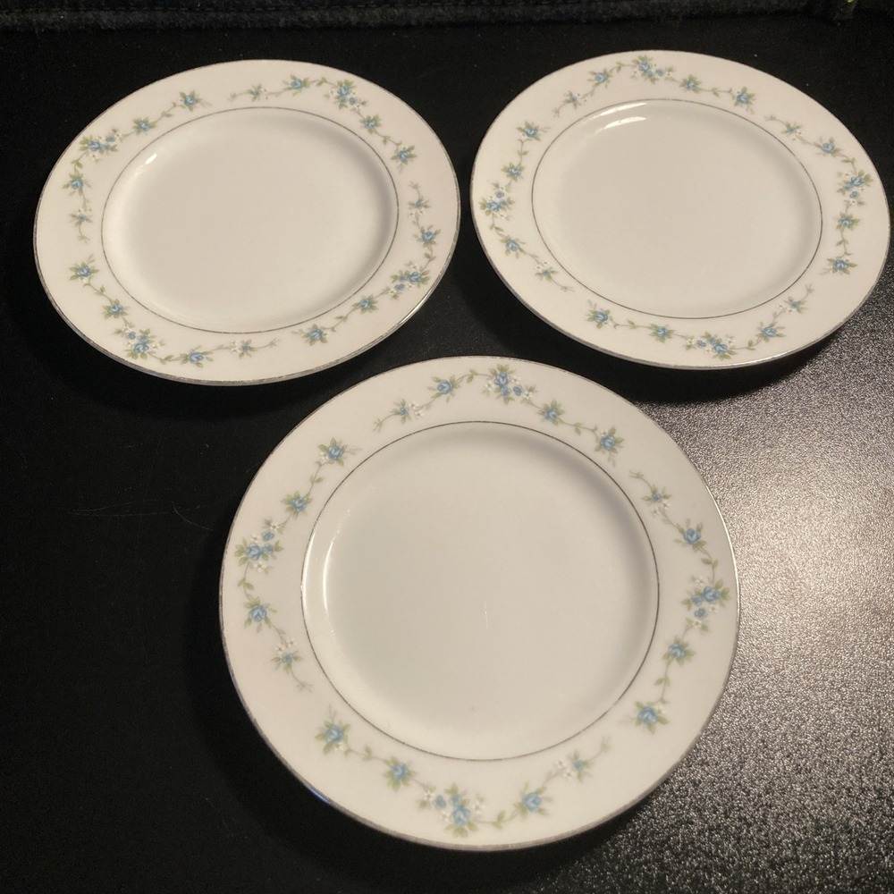 Vintage Renee 3917 Fine China Japan Blue Rose Garland‎ 6.5" 3 Bread Butter Plate